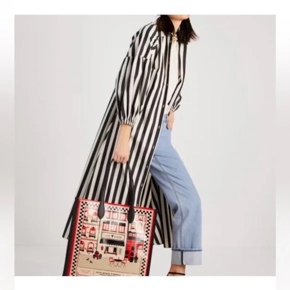 Kate Spade Slice Pizzeria Canvas Large Gotham Tote - Picture 4 of 10